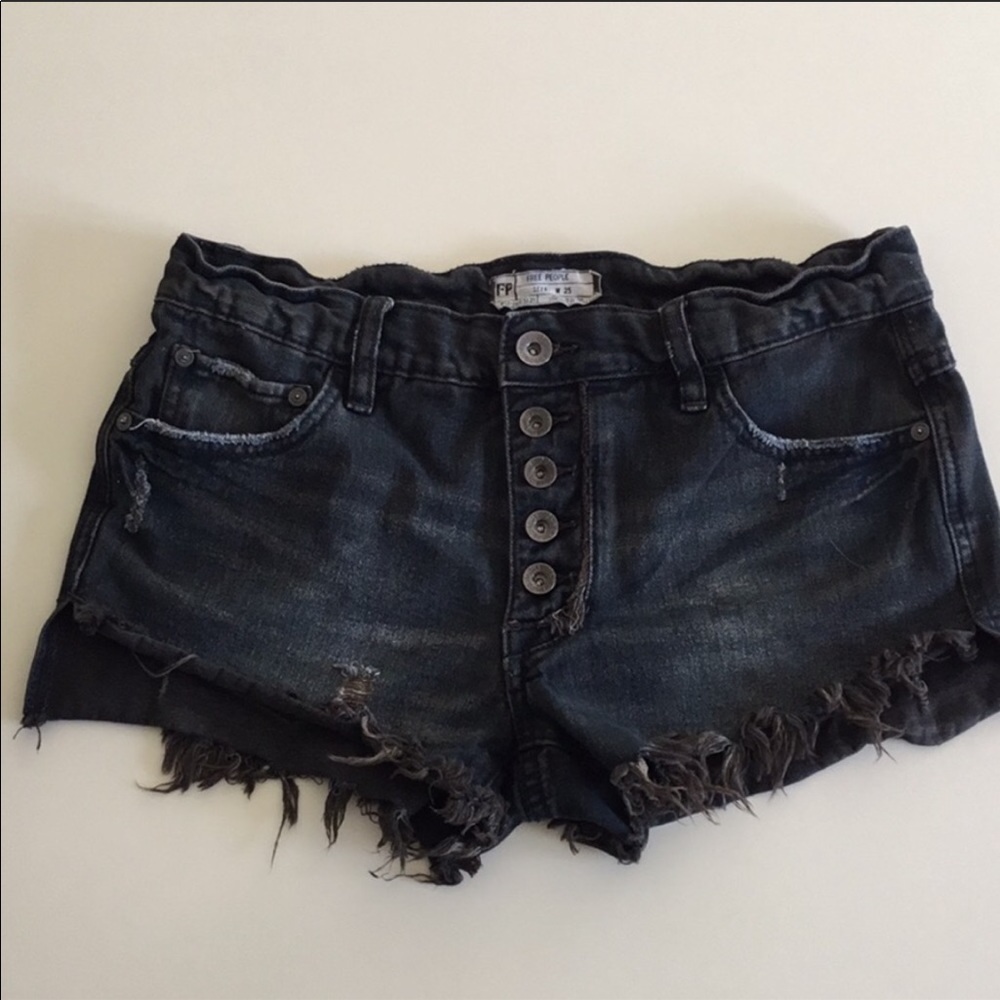 Free people distressed button fly cut offs